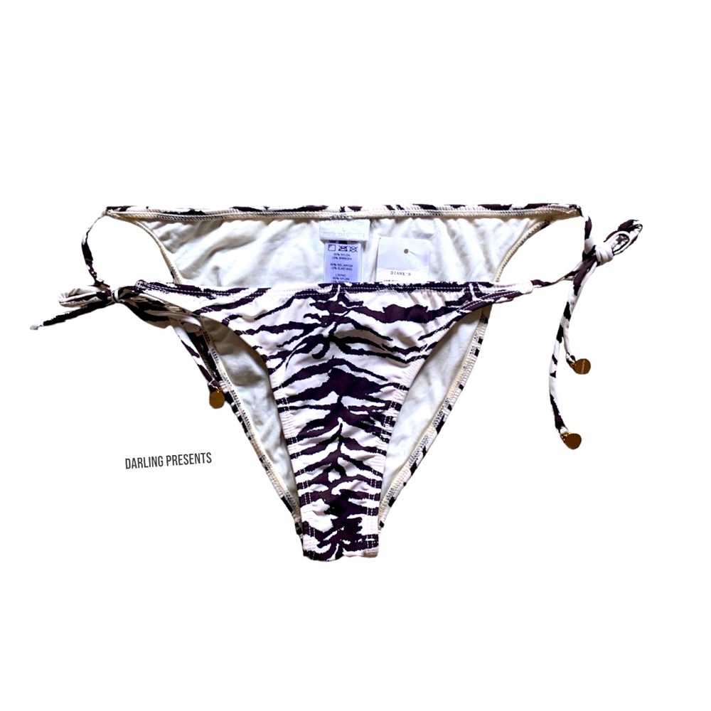 Ondademar Zebra Print Bikini Women Color Brown & Cream Bottom Size L
